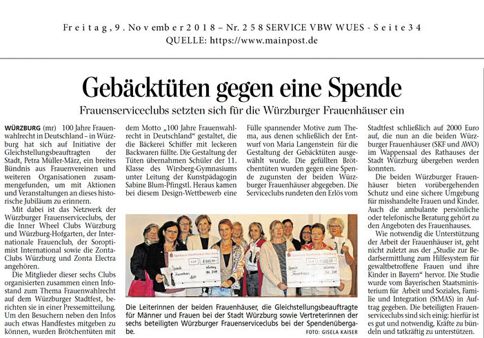 Gebäcktüten gegen eine Spende! Soroptimist International Deutchland Club Würzburg